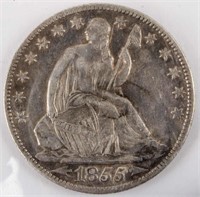 Coin 1855 Variety 3 Liberty Seated ½ Dollar XF/AU