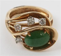 Jewelry 14kt Yellow Gold Jade & Diamond Ring