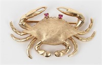 Jewelry 14kt Yellow Gold Crab Figural Brooch