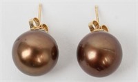 Jewelry 14kt Gold Dyed Pearl Earrings