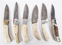 6 Folding Knives With Bone Handles