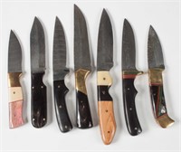 Display Case, 7 Damascus Steel Knives