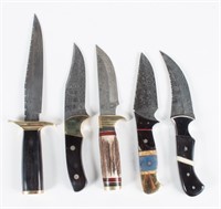 Etched Damascus Steel Bladed Knives