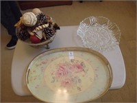 Decorative Lot w/Crystal Dish and Vase