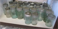 (20) Very old "Crown" canning jars with glass