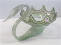 Vintage Murano art glass swan bowl/dish. Jade