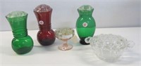 (5) Assorted glass vases/dishes with frogs.