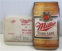 (8) Miller Highlife tin beer signs. Measures 15"
