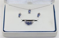 Beautiful 10K White Gold & Sapphire Jewelry Set