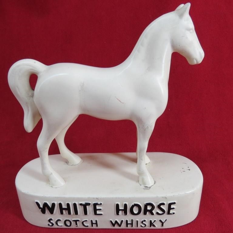 Vintage White Horse Scotch Whisky Ceramic Statue | Idaho Auction Barn