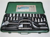 25 Pc Drive Combination Socket Set & Metal Case