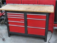 " Craftsman" 8 Drawer Metal Tool Bench W/ Wood Top