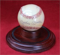 Signed Mickey Mantle Baseball in Glass Display