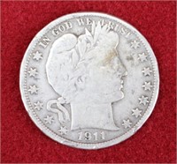 1911 Barber Silver Half Dollar