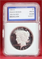 1964-D  Peace Design .999 Silver Medallion IGS