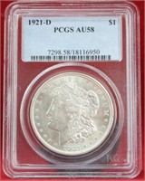 1921-D  Morgan Silver Dollar PCGS AU58