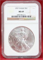 1997 Eagle 1oz Fine Silver Dollar NGC MS 69