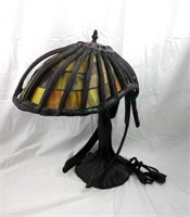 White Metal & Stained Glass Table Lamp