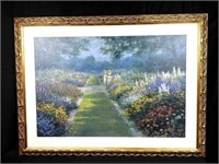 Impressionistic Garden Scene Print On Board