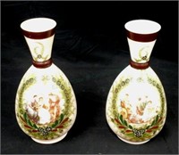 Pair Hand Painted Glass Vases