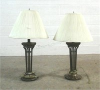 Pair Metal Cage Table Lamps