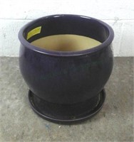 David Brooks Co. Glazed Purple Ceramic Planter