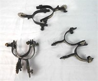 3 Pairs Western Cowboy Single Mounted Spurs