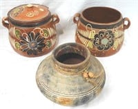 3 Pcs Southwestern Style Painted Pottery