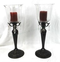 Pair Frontgate Candle Holders W/ Crystals