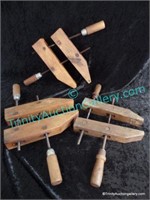 Three Craftsman Wooden Screw Clamps