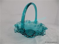 Fenton Glass Teal Blue Bride's Basket
