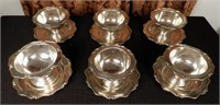 Set of 6 antique CAN. WM. A. ROGERS LTD. heirloom silver plated grapefruit serving bowls (plate attached to holder)
