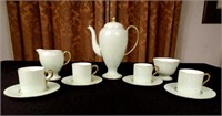 Limoges coffee set, pale green colour and gold