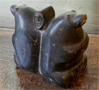 Inuit carving, pair of bears and face, unsigned