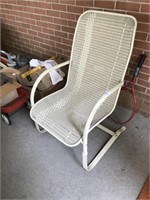 Vintage Spring Lawn Chair with Woven Seat and Back