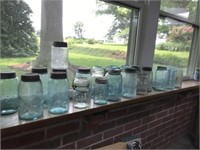 21 Vintage Green and Clear Canning Jars