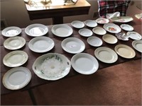 25pcs of Ironstone and Porcelain Dishes & Saucers