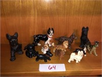 12 Vintage Cast Iron Dog Figurines