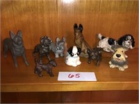 9 Vintage Cast Iron Dog Figurines