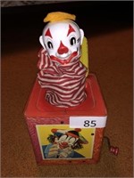 Vintage Clown Jack In the Box Tin Litho Toy