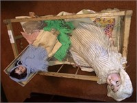Vintage Doll Crib with 2 Dolls