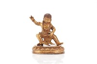 17TH C. TIBETAN GILT BRONZE WRATHFUL DEITY