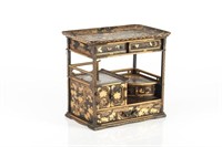 JAPANESE MINIATURE INLAID GILT LACQUER TANSU CHEST