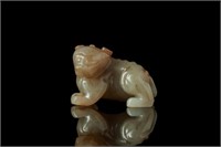 CHINESE JADE CARVED MYTHICAL BEAST FIGURE