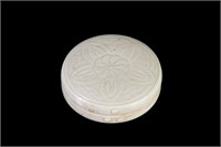 CHINESE DING WARE CARVED CIRCULAR BOX & COVER