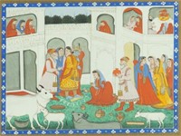 19TH C. INDIAN MINIATURE PAINTING KRISHNA OR GULER