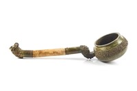CHINESE ARCHAISTIC BRONZE LADLE WITH HANDLE