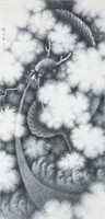 MONUMENTAL CHINESE INK PAINTING SCROLL OF DRAGON