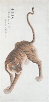 MONUMENTAL CHINESE INK PAINTING SCROLL OF TIGER