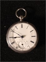 English Sterling Silver Open Face Pocket Watch